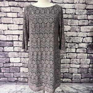 Jessica H. Taupe & Black 3/4 Sleeve Dress Size 16